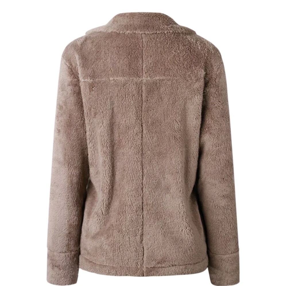 Softest Khaki Fleece Fuzzy Coat ** - Picture 4 of 5